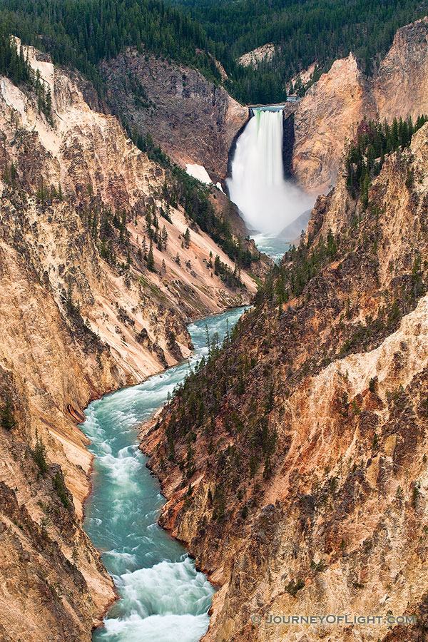 The Yellowstone River tumbles 308 feet into the Grand Canyon of the Yellowstone, the largest major waterfall by volume in the Rocky Mountains. - Yellowstone National Park Photography