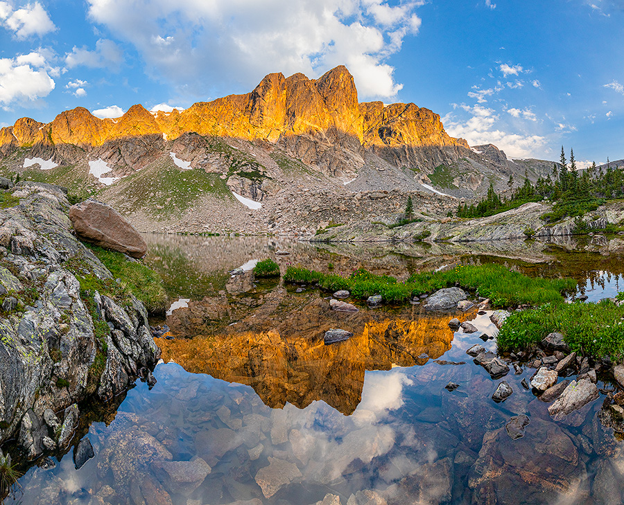 A scenic landscape photograph of Mirror Lake in the backcountry of Rocky Mountain National Park, Colorado. - Rocky Mountain NP Photography