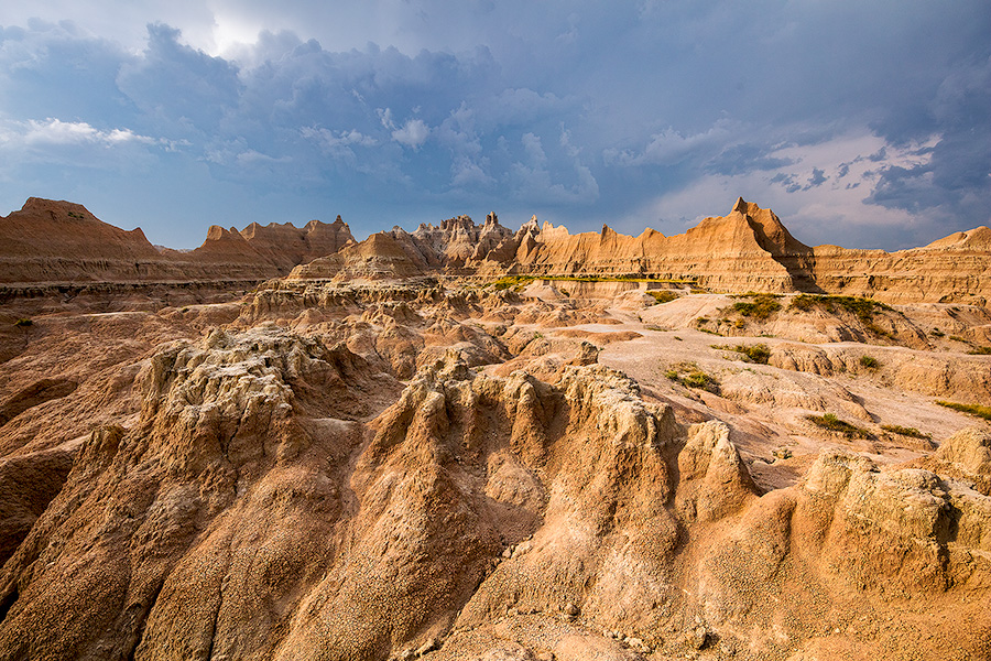 A photograph of an afternoon thunderstorm moving through the Badlands National Park, South Dakota. - South Dakota Photography