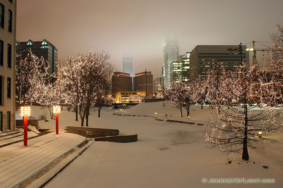 The Gene Leahy Mall in downtown Omaha lights up with the Holiday Lights Festival.  Every year Omaha hosts the Holiday Lights Festival and places 1 million holiday lights in the downtown area to celebrate. - Omaha Photography