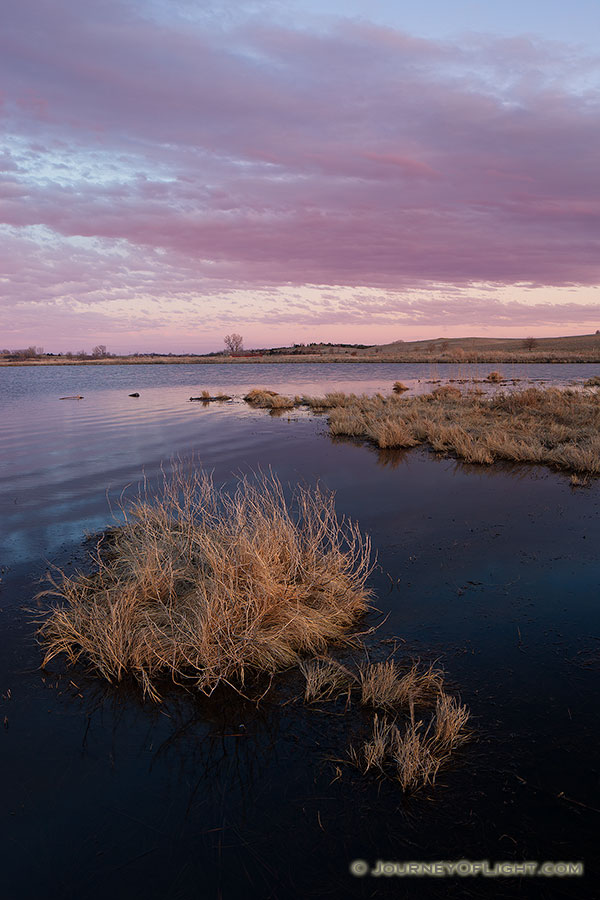 Dusk descends over a pond on the Little Salt Fork Marsh in Lancaster County near Raymond, Nebraska. - Nebraska Photography