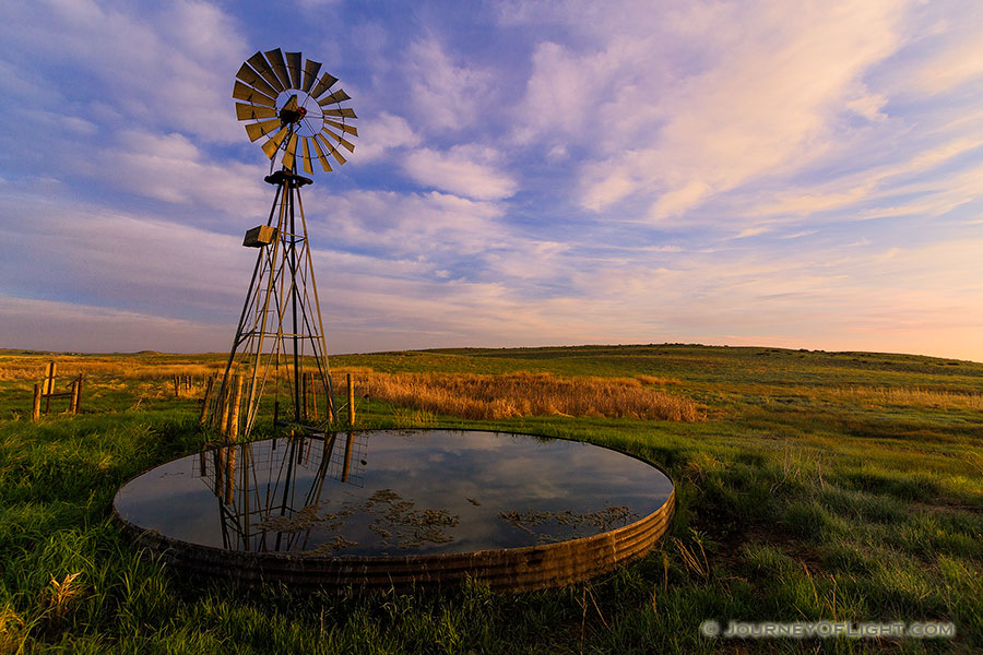 A beautiful sunrise and windmill in the sandhills of western Nebraska. - Nebraska Photography