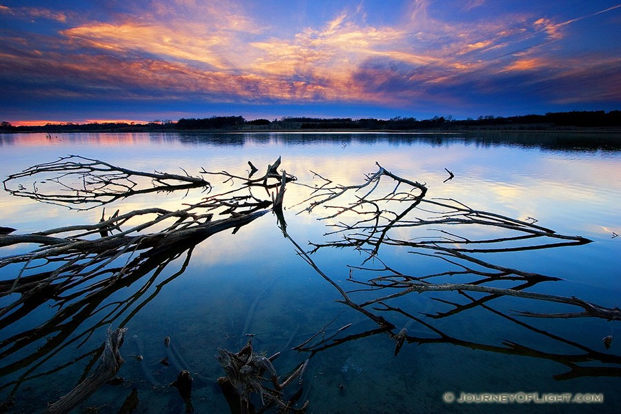 Sunset on Wehrspann Lake at Chalco Hills, Omaha, Nebraska. - Nebraska Photography