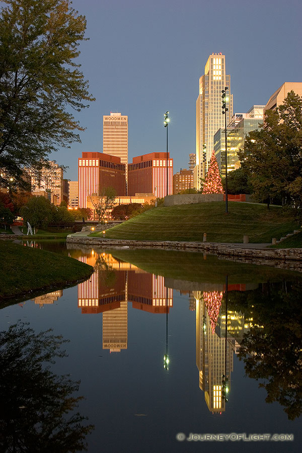 Downtown Omaha, Nebraska from the Central Park Mall just before dawn. - Omaha Photography
