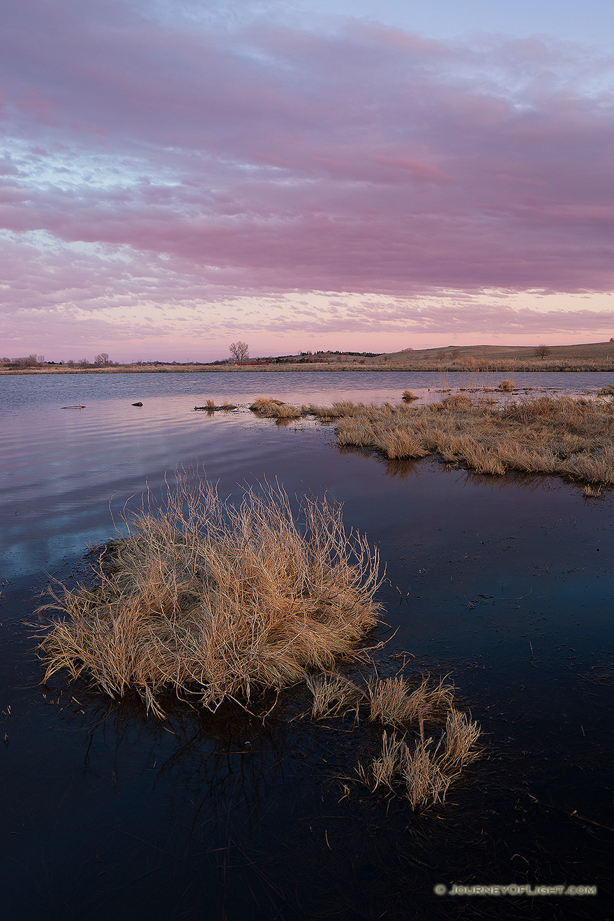 Dusk descends over a pond on the Little Salt Fork Marsh in Lancaster County near Raymond, Nebraska. - Nebraska Picture