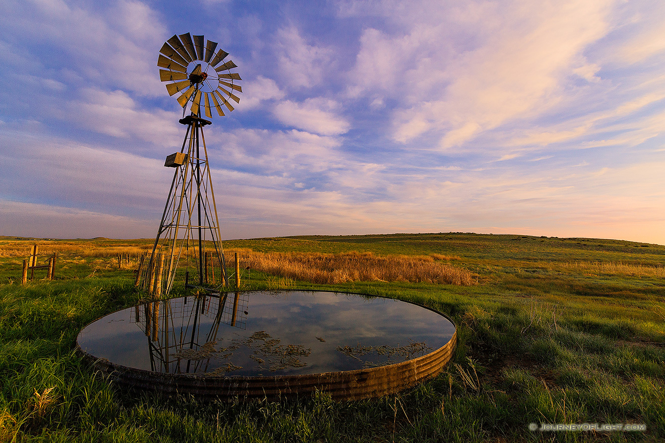A beautiful sunrise and windmill in the sandhills of western Nebraska. - Nebraska Picture