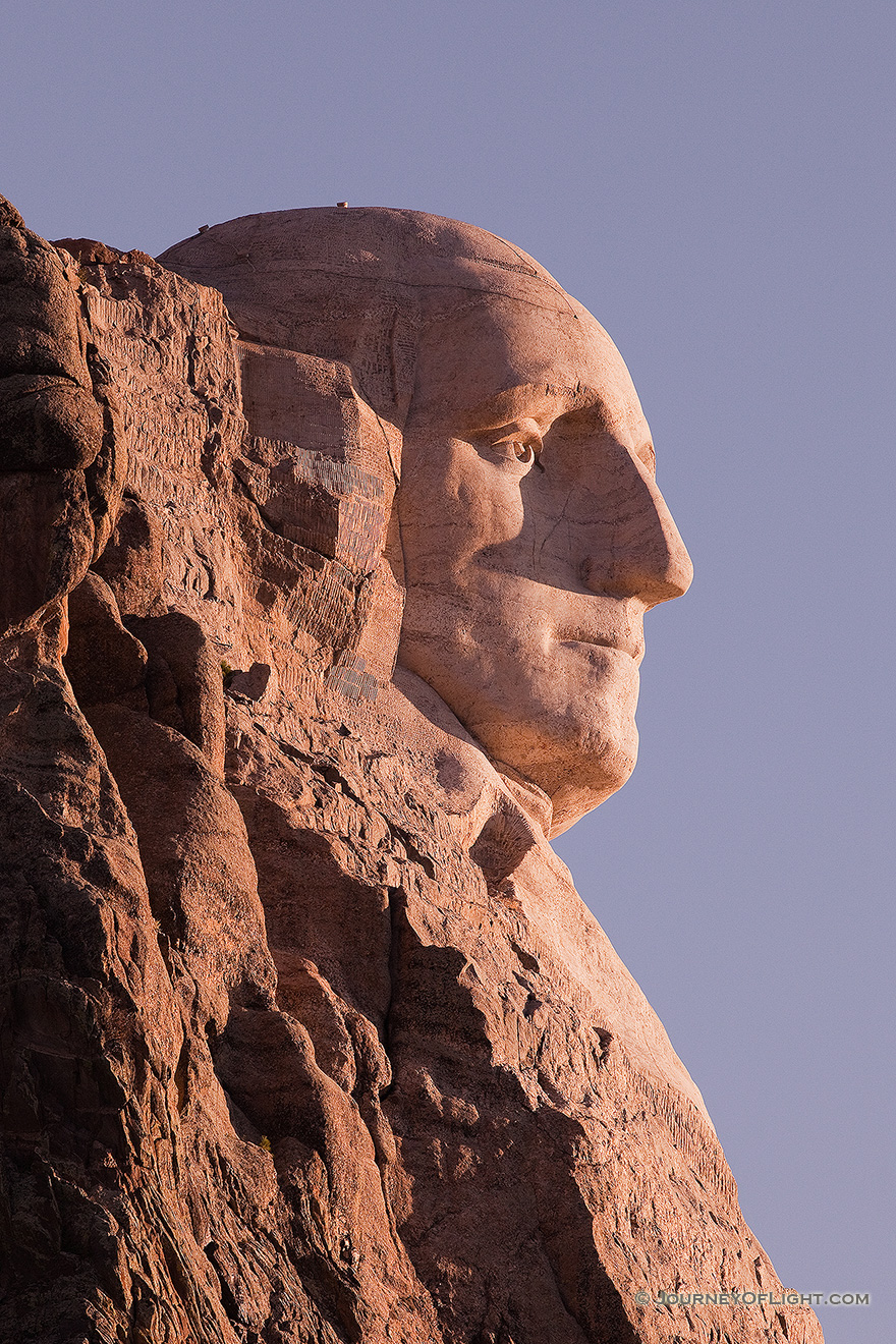 Washington's profile in the Black Hills of South Dakota. - Mt. Rushmore NM Picture