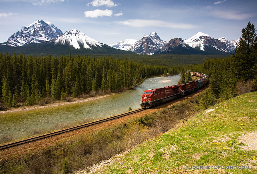 Morant's Curve is one of the most photographed spots for trains along the Canadian Railway. - Banff Photography
