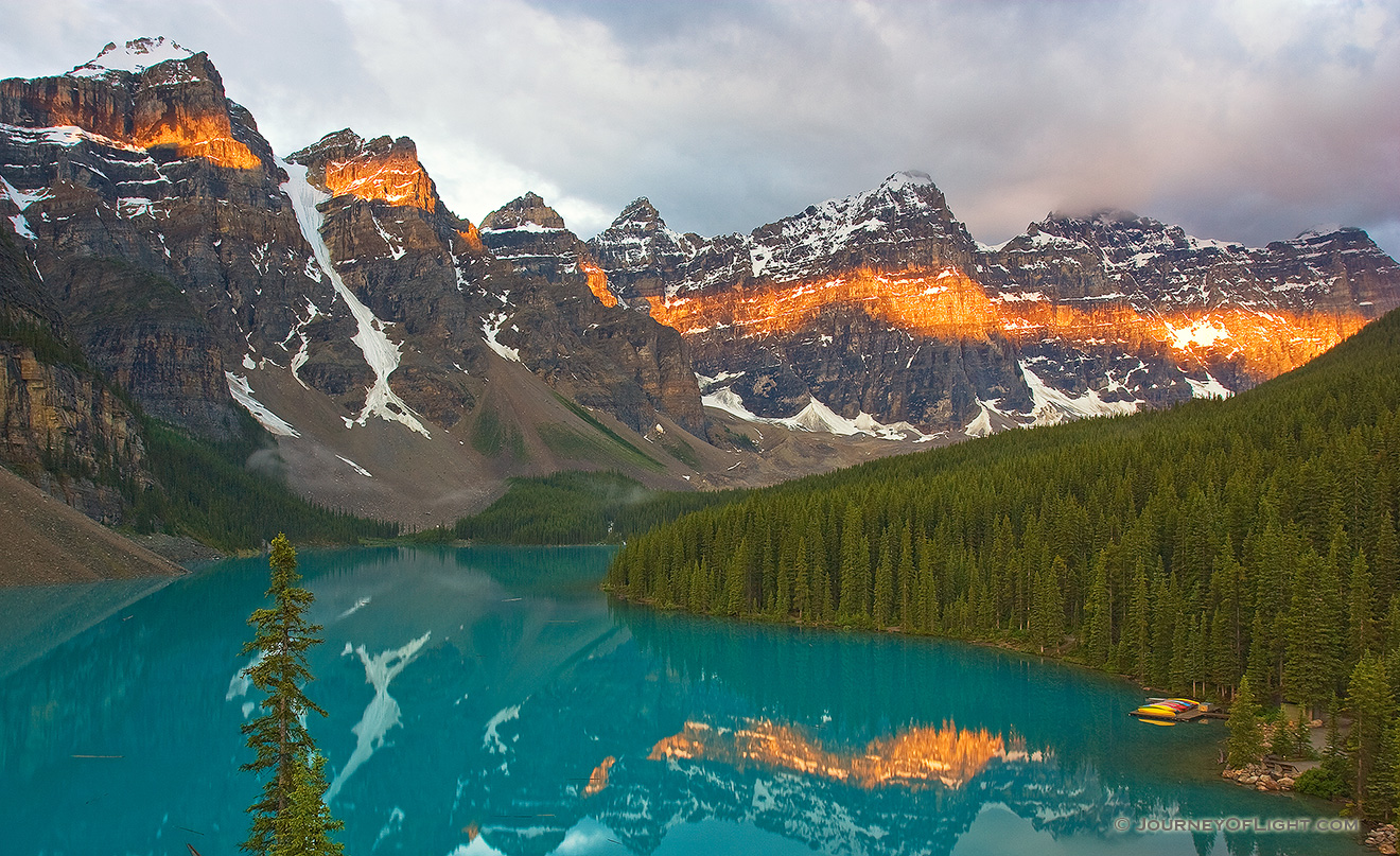 Lake Moraine in the Valley of the Ten Peaks at Sunrise. - Banff Picture